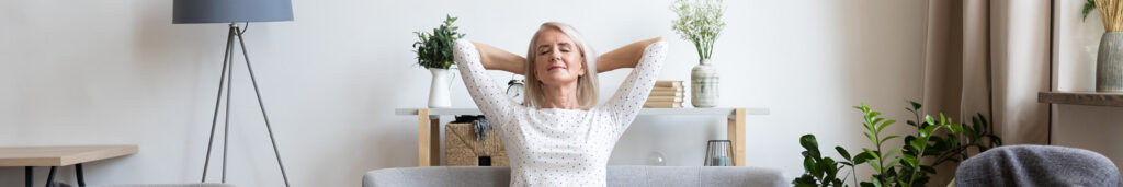 Woman relaxing in her Inland Empire home